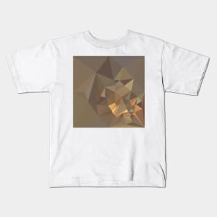 Dark Tan Brown Abstract Low Polygon Background Kids T-Shirt